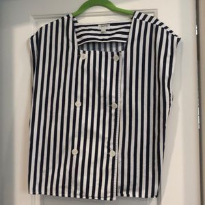 Vintage Esprit Sport Navy Striped Blouse size L